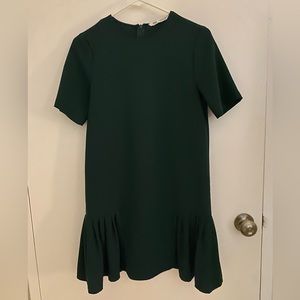 Zara Short Sleeve Pleated Dress - Hunter Green, size small